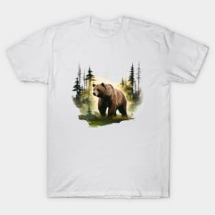 Watercolor Grizzly Bear T-Shirt